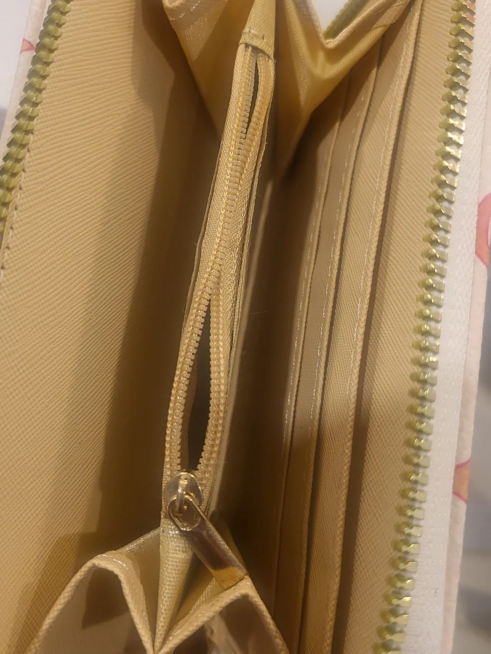 Cream and Pink Designer Logo Tote and Wallet Set